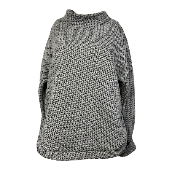 Gap Fit Sweater Womens Sz M Black White Mock Neck Pullover Stretch Snap Sides - Picture 1 of 8